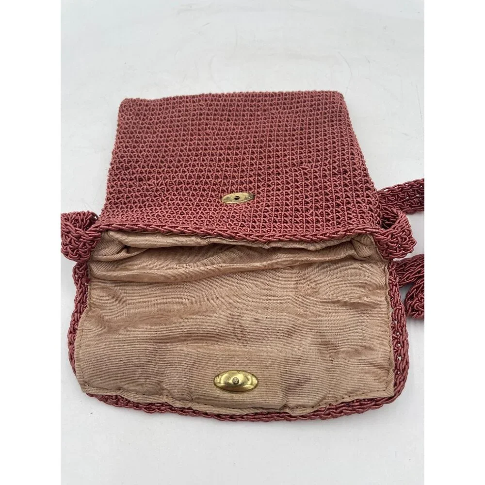 Vintage Marcus Brothers Italian Crochet Purse Magnetic Closure Adjustable Strap - Picture 6 of 8